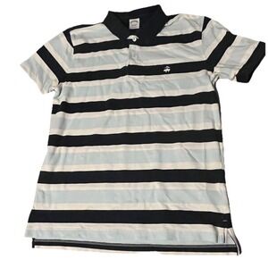 Brooks Brothers 1818 Polo Shirt Men's Large‎ Blue Stripe Performance Slim Fit
